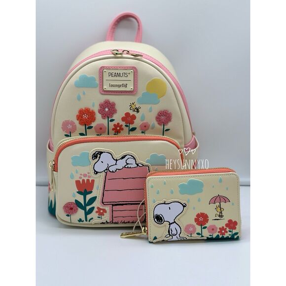 Loungefly Handbags - Loungefly Peanuts Snoopy Doghouse Floral Mini Backpack Set